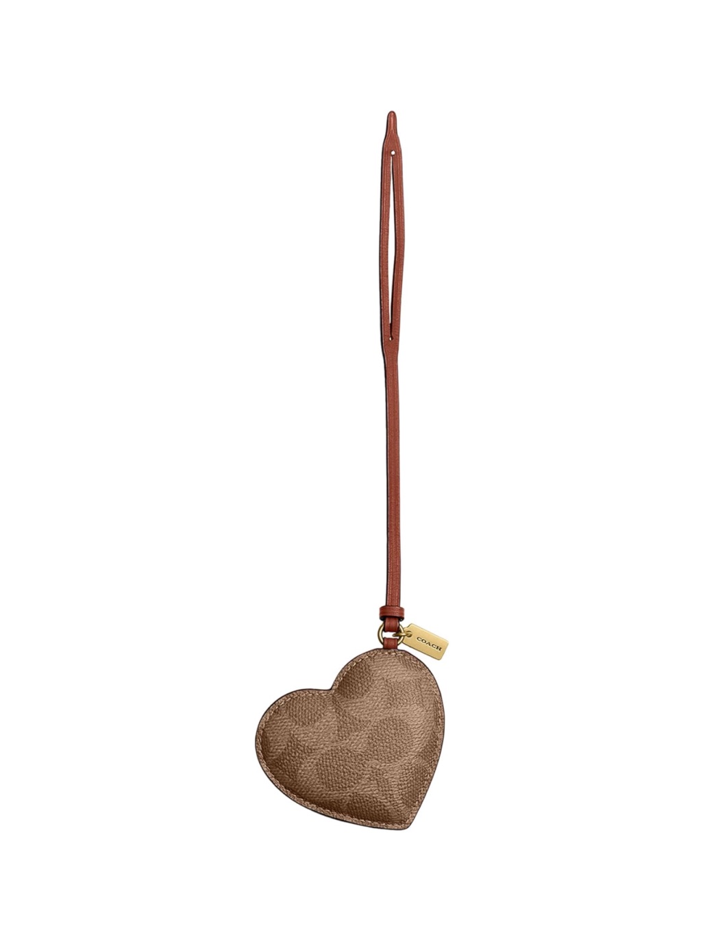 Coach Brown Puffy Heart Leather Bag Charm With Strap